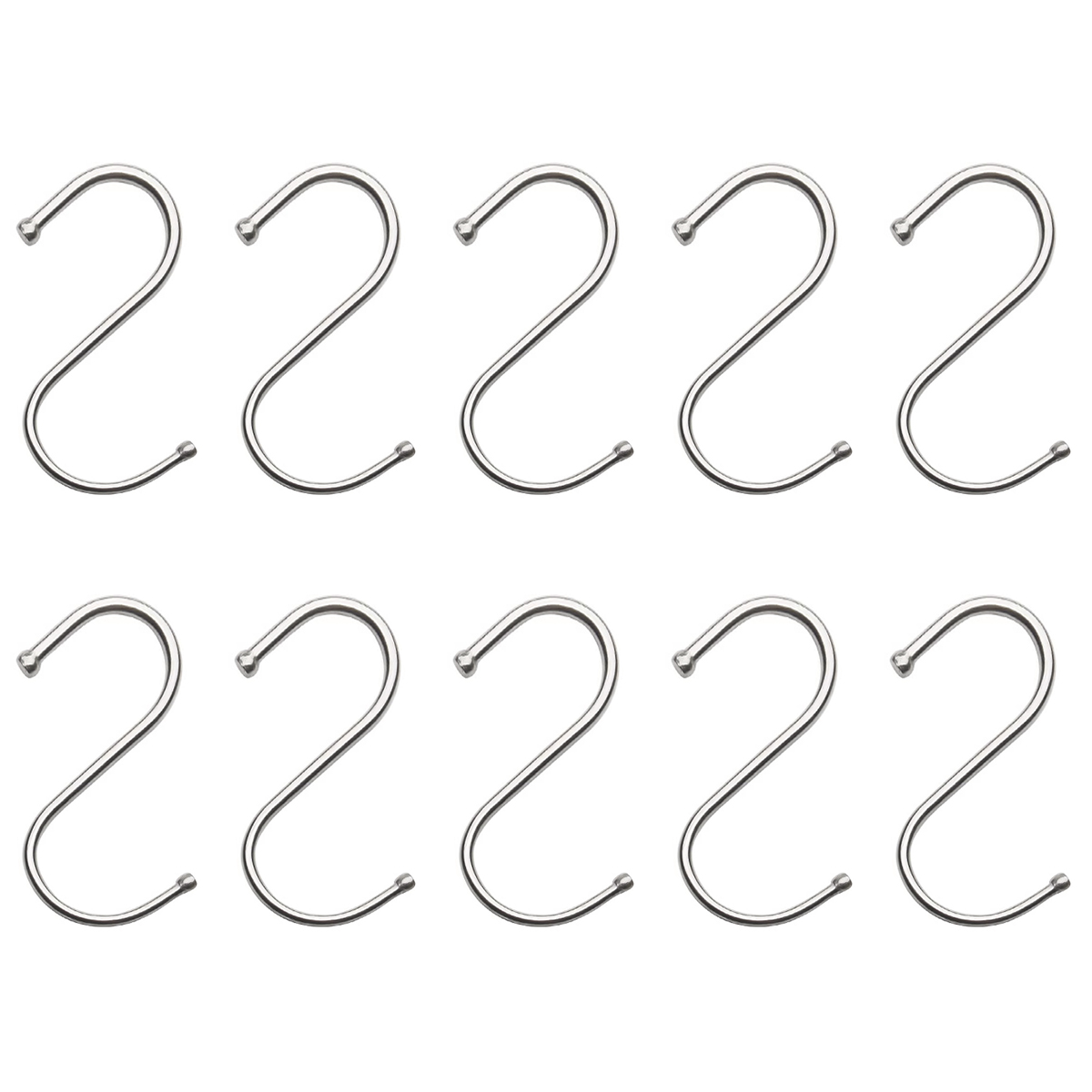 Ten stainless steel S hooks included with the Le Regalo 33-piece kitchen utensil set for convenient hanging storage.