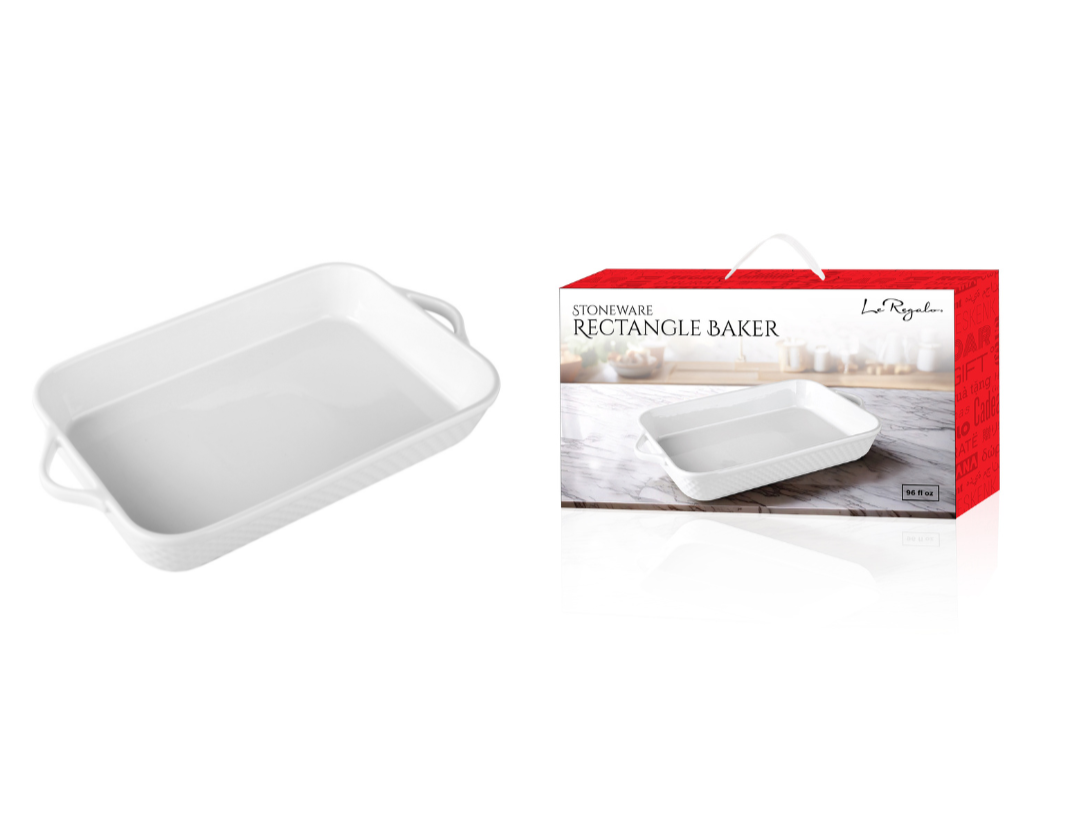 Le Regalo Stoneware Rectangle Baker with packaging